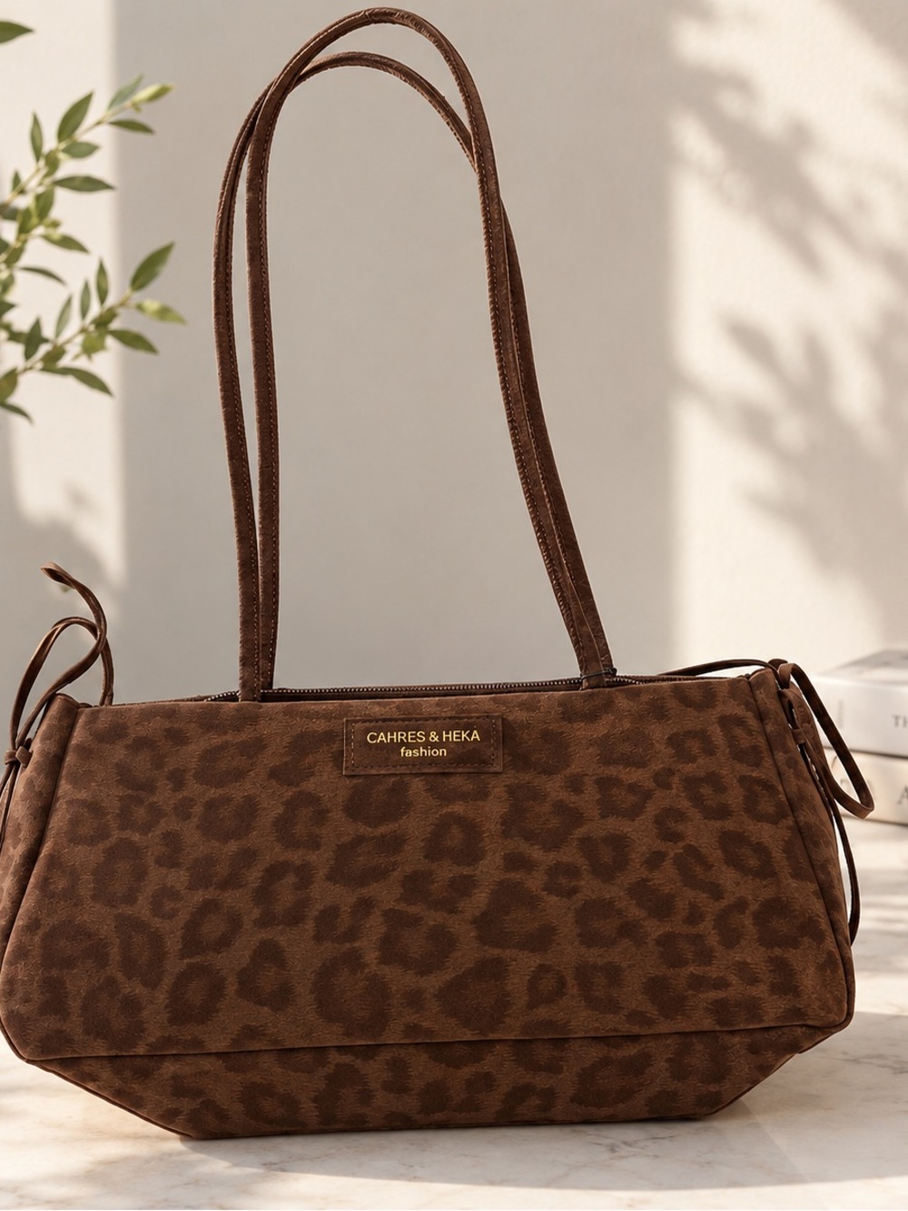 Brown Leopard-Print Shoulder Bag